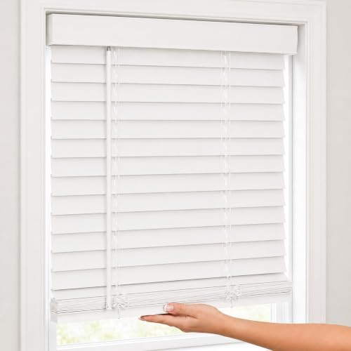 CHICOLOGY Persianas venecianas de Madera sintética, 56 cm de Ancho x 183 cm de Alto, Blanco básico