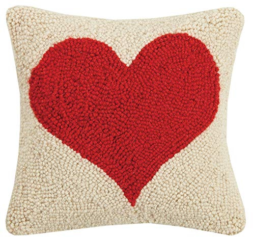 Peking Handicraft 30GY184C10SQ Red Heart Hook Pillow, 10-inch Square, Wool and Cotton