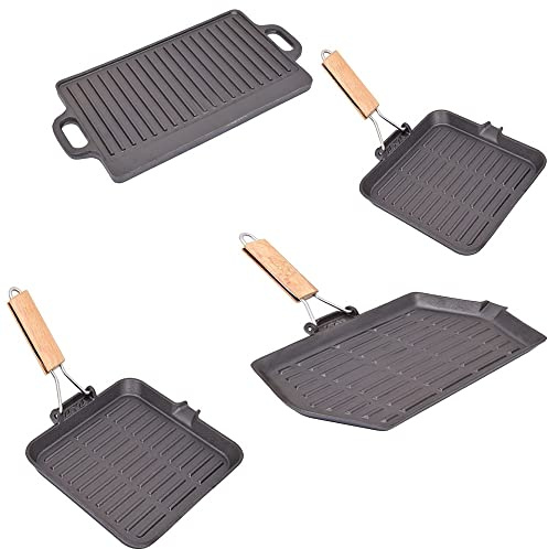 Bistecchiera Piastra griglia per arrostire Barbecue in ghisa per a induzione fornelli da Cucina gas-24x24 cm