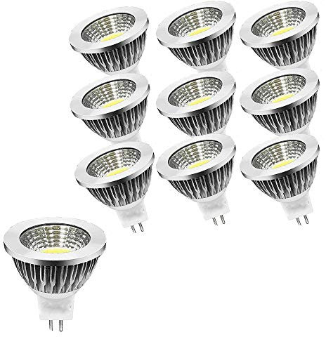 OUGEER 10er GU5.3 MR16 Led Lampe AC85-265V Kaltweiß 6000K 6W, 60W MR16 Halogenlampe Äquivalent,MR16 6 Watt GU5,3 Sockel Glühlampen, Kein Flimmern 50mm Durchmesser,Aluminium Nicht- dimmbar