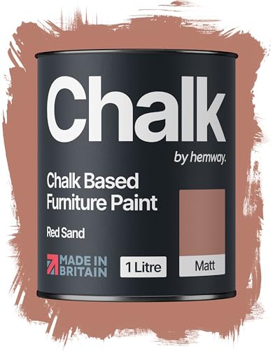 Hemway Chalk Based Furniture Paint, Red Sand 1L, Matt Finish | Shabby Chic, Chalk Paint Furniture & Walls, Quick Dry & 1 Coat