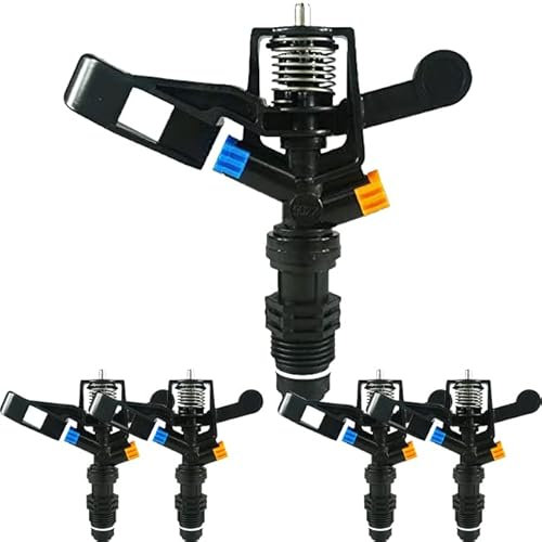 Suinga Set di 5 Irrigatore circolare per Irrigazione agricola da 1/2''. 7-13 metri. Portata da 0,76 a 1,68 m3/ora, nero