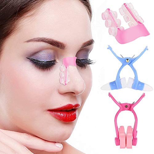 Set 3 Pinze Modellanti Naso in Silicone, Correttore Sollevamento Non Invasivo per Rimodellare e Affinare la Forma del Naso