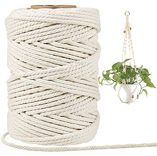 tenn well Naturel Corde Macramé 5mm 50m Fil Macramé Corde Coton pour Jardinage, Travaux Manuels Décoratifs, Tisser Ornements de Bohême