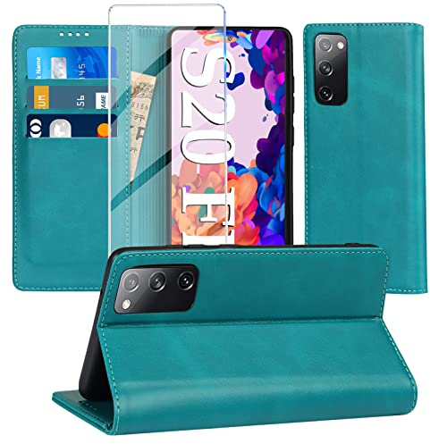 [2022-Upgrade] Handyhülle für Samsung Galaxy S20 FE Hülle mit Panzerglas Schutzfolie, [Standfunktion] [Kartenfach Wallet] Premium Leder Schutzhülle Flip Case Stoßfeste Klapphülle S20 FE 6,5 Zoll