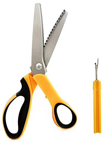 Forbici da taglio Zig Zag, Forbici per artigianato e cucito, Forbici dentate, Forbici in acciaio inossidabile, Forbici da taglio in tessuto, Cancelleria, Artigianato, Giallo 157