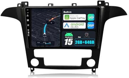 JOYX Android 13 IPS Autoradio Passt für Ford S-Max (2007-2008) - Eingebautes CarPlay Android Auto - KOSTENLOS Rückfahrkamera - 2G+32G - 9 Zoll 2 Din - DSP DAB Lenkradsteuerung WiFi Fast-Boot BT 4G