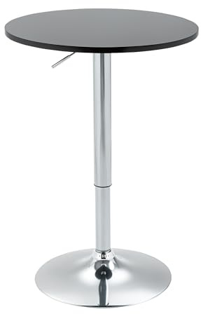 HOMCOM Bartisch Stehtisch Rund 360° Drehtisch Schwarz Ø61 x 70-90 cm