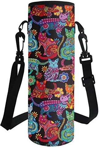 HUGS IDEA Isolierter Wasserflaschenhalter aus Neopren mit Schultergurt
