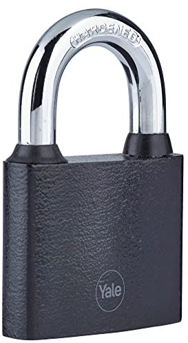 Yale - Y111B/50/125/1 Eisen-Vorhängeschloss 50 mm - Schwarz - Bügel aus gehärtetem Stahl - Innengebrauch