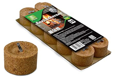 20 Eco Firelighters candles, Natural Eco Wood Wool Flame Fire Starters Great for Lighting Fires in Stoves, BBQ's, Pizza Ovens & Smokers box of 10