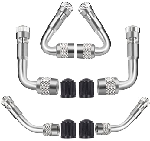 SAFELIFE Valve Stem Extenders 6 Pack, 45 Degree 90 Degree 135 Degree Metal Schrader Tire Valve Extension,Compatible for Dually Wheels Passenger Cars,RV,Stroller,Bicycles,Motorcycles and Trailers