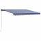 Yolola Auvent à bras articulés Easy - Rétractable - À la main - Protection solaire - Pour terrasse - Manivelle - 450 x 300 cm - Bleu et blanc