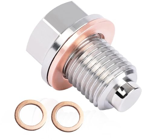 M14 x1.5 Magnetic Oil Drain Plug with 2pcs Oil Drain Plug Gaskets Engine Parts Kit,Stainless Steel Oil Pan Drain Plug Bolt Compatible with Most Ford,GM,Hyundai,KIA Honda And More