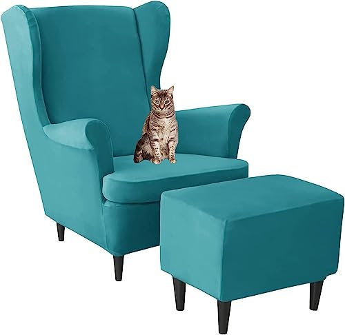 ELYSYSRL Sesselbezug, 2 Teilig Sessel-Überwürfe Ohrensessel Mit Ottomane Schonbezug Überzug Bezug Sesselhusse Elastisch Stretch Husse für Ohrensessel (Color : #38)