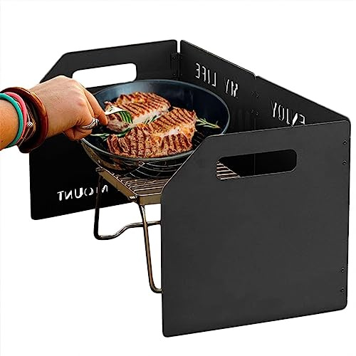 Fukamou Windschutz Für Gaskocher | Tragbare Faltbar Windschutzscheibe Für Campingkocher,Outdoor Grill,Öfen | Mit Aufbewahrungstasche.