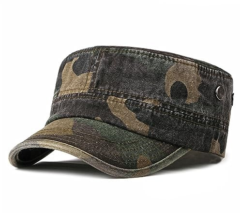 Herr platt topp militär justerbar utomhus sport hatt armékeps klassisk baseballkeps, armégrön kamouflage, one size