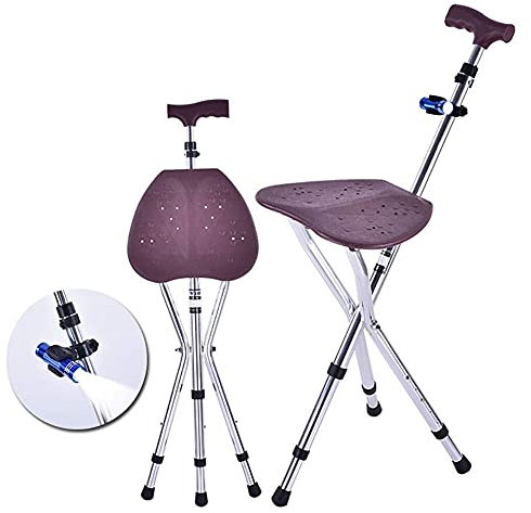 Siège de Canne de Marche trépied, siège de Canne de Massage Pliant, Chaise de béquille, bâton à Trois Pieds léger et Robuste avec Tabouret, Alliage d'aluminium, pour Personnes âgées Attendant dans
