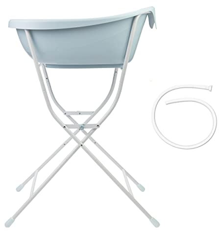 Badabulle Babybadewanne mit Füßen - inkl. Ablaufschlauch - rutschfest - kompakt zusammenklappbar - ab der Geburt bis 24 Monate - Made in Europe