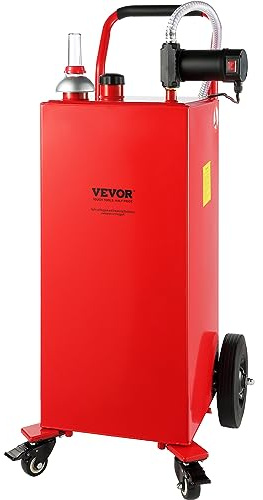 VEVOR Chariot de Carburant Diesel 113,6 L 30 gallons, Réservoir Diesel Mobile 23,5 L/min, avec Pompe Électrique 12 V 180 W, Ravitaillement de Diesel pour Tondeuses, Tracteurs, Générateurs et Bateaux