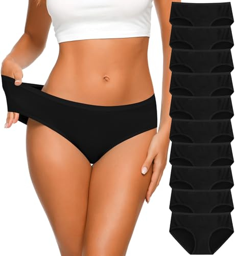 CULAYII Womens Underwear Cotton Hipster Panties Soft Stretch Womens Bikini Underwear Full Coverage Briefs Breathable Moisture Wicking Underwear Women Pack (Size S)