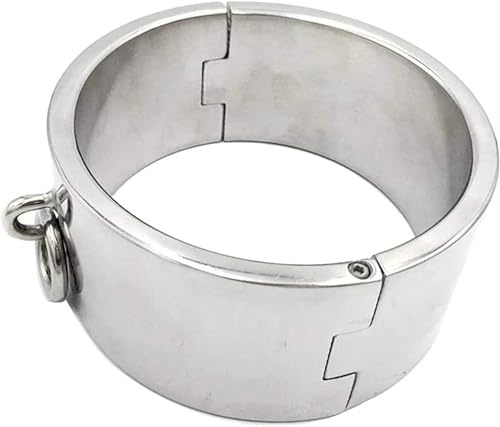 QMIQMI Hohe Qualität 6cm Hoch Edelstahl Halsband Abschließbar Slave Kragen Halsreif Fetisch Sm Bondage Schwer Metal Halskette Choker Erwachsene Fesseln Sexspiele für Paare,Silber,Männer 13cm