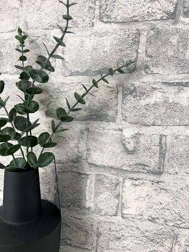 Newroom Vliestapete Grau Steintapete Mauerwerk Modern Wohnzimmer | Sichtmauerwerk Backstein Hellgrau Dunkelgrau, Tapete Skandinavisch Loft, raue Reliefstruktur matt, Schlafzimmer Flur