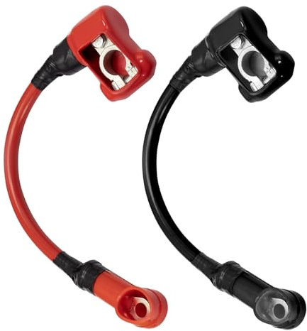 CHENGPI 4 AWG Batteriekabel Set mit 3/8 Verzinnten Kupferlamellen und Klemme, mit Schutzabdeckung, passend für Autos, Schiffe, Solarstrom, ATV, RV, 30cm