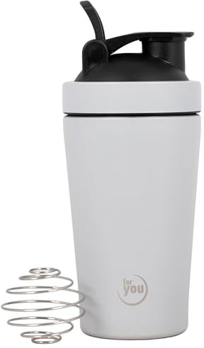 for you Shaker Edelstahl - 500 ml mit Shaker-Kugel und auslaufsicherem & BPA freiem Deckel - Mit einer innenliegenden Skala - spülmaschinengeeignet - Perfekt für Proteinshakes, Smoothies & Fitness