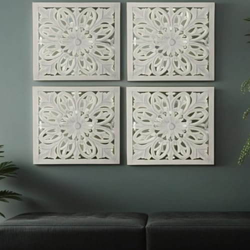 MARRAKESCH 4er Set Wandbild Wanddeko Adarsch aus Holz 40cm Gross Ornament als Orientalische Dekoration