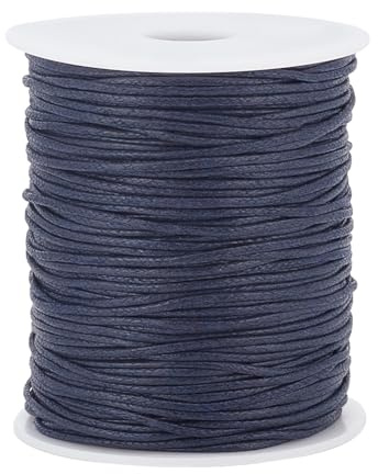 PH PandaHall Cordón encerado de 1,5 mm, hilos de algodón encerado azul de 100 yardas | Cordón de cera encerado para manualidades, pulseras, collares, atrapasueños, joyería, costura, macramé, proyecto de costura