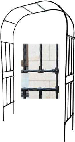 Arco de rosas trepadoras duradero arco de jardín ancho soporte 120/150/180/19/29/220/230/240/250/280/300 cm decoraciones de arco de jardín de boda (tamaño: 150 x 240 x 40 cm/4,9 x 7,9 x 1,3 pies)