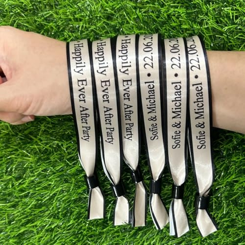 Lot De 50 Bracelet D'entrée Avec Texte/logo, Impression Personnalisée, Bracelets D'identification, Bracelets D'identification VIP En Tissu, Bracelets Ajustables En Tissu Pour Les Fêtes De Mariage