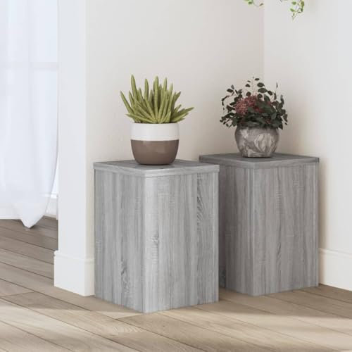 LAPOOH Pflanzenständer 2 STK. Grau Sonoma 20x20x30 cm Holzwerkstoff, Pflanzentreppe Outdoor, Kräutertreppe, Blumenständer, Blumenleiter Draußen, Kräutertopf Garten - 852902