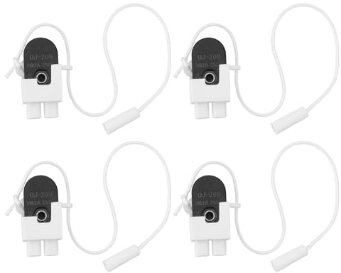 ECSiNG 4Pcs 2x2A 250V On-Off Miniature Mini Pull Cord Switch Side Pull Replacement Home Wall Lamp Ceiling Pull Cord String Switch Bathroom