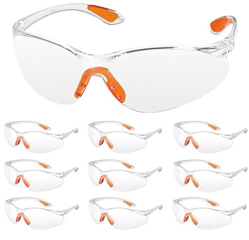 ZXJLWR Schutzbrille, 10 Stück Schutzbrilles Arbeitsschutzbrille, Multifunktional Schutzbrille, Kratzfest Arbeitsschutzbrille, Geeignet für Staubdicht und Schweißen Durch Schweißer
