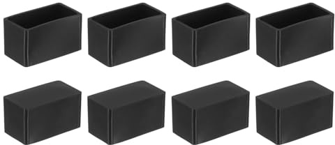 sourcing map Plastic Furniture Leg Caps, 8Pcs 40x20mm Rectangle Chair Leg Tips Caps, Furniture Foot End Caps Covers Floor Protectors for Table, Chair, Machinery Equipment Feet (Black)