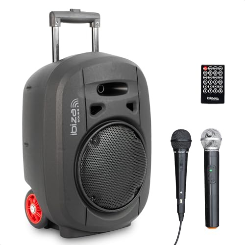 Ibiza - PORT8UHF-MKII-TWS - Tragbarer 8-Lautsprecher mit 400 W MAX, 1 kabelgebundenem Mikrofon und 1 UHF-Mikrofon, Fernbedienung und Tragetasche – Bluetooth, USB, SD & TWS – 6–8 Stunden Akkulaufzeit