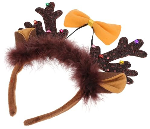 Beavorty Elchgeweih-haarreif für Weihnachten Dekorativer Haarschmuck Weihnachtsschmuck für Haare Haarreifen mit Geweihmotiv Weihnachtsdeko für Frisuren mit Elchgeweih-stirnband