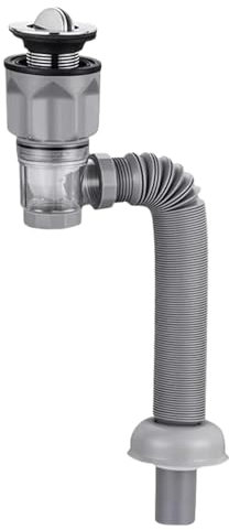 Kit de desagüe del lavabo del baño, drenador de lavado de lavado, manguera de drenaje, kit completo de 32 mm manguera flexible hacia abajo instalación fácil gestión de agua residual eficiente para lav