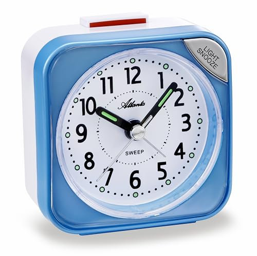 Atlanta Quarzwecker ohne Ticken Reisewecker Licht Snooze Crescendo - 2119/5 Blau