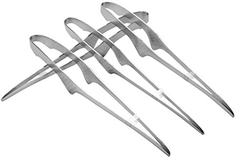 Reinscer Korean and Japanese BBQ Tongs Self-Standing Grill Tongs Non-Slip Cooking Utensils Stainless Steel Tongs