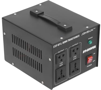 Trasformatore di tensione, trasformatore, 110 V a 220 V/220 V a 110 V, con protezione di sicurezza, 4 prese, per condizionatori d'aria, con maniglia, per tutti i dispositivi elettronici ed elettrici