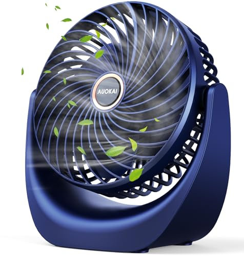 AUOKAI Desk Fan, Portable Handheld USB Rechargeable Fans with 3 Speeds, 4000mAh Mini Fan Rotable Desk Desktop Fans for Home Office Bedroom Outdoor Travel