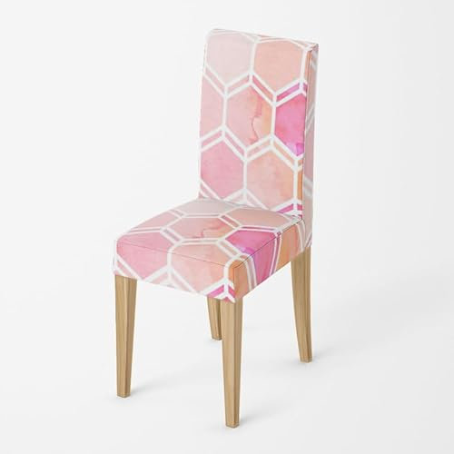 Stuhlhussen 6er Set Sechseckig Orange Pink Stuhlhussen Schwingstuhl Universal Sesselhusse Waschbar Sesselbezug Stretch Hussen für Stühle Restaurant Party Küchenstühle Stuhlbezug