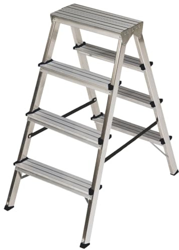 Fortena Haushaltsleiter Doppelleiter 2x4 Stufen Aluminium 120 kg Belastung