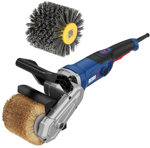 DEDRA Satiniermaschine 1300W, Metall- und Nylonbürste, 900-3700 U/Min, ⌀120mm, 2m Kabel, Leichtgewicht mit nur 3 kg, rutschfester Zusatzgriff, soft-start system, Drehzahlregelung