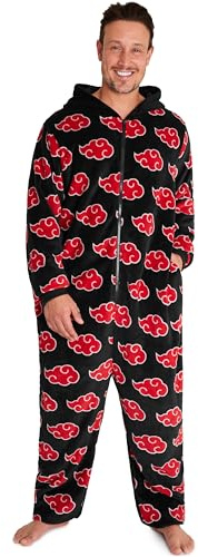 NARUTO Combinaison Pyjama Homme et Ado M-3XL, Polaire à Capuche Akatsuki, Tenue d'Intérieur Homme, Idée Cadeau Anime