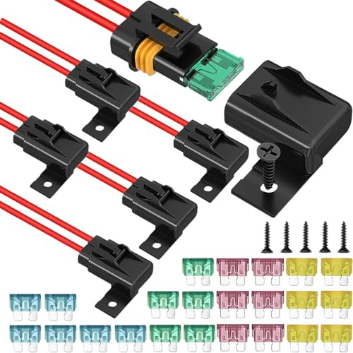 Xiatiaosann 6 Stück 12V Inline-Sicherungshalter Wasserdichte ATC/ATO Sicherungshalter 20A/30A/40A 12AWG Sicherung, für Automotive, Marine, Heavy Duty Bus Power System