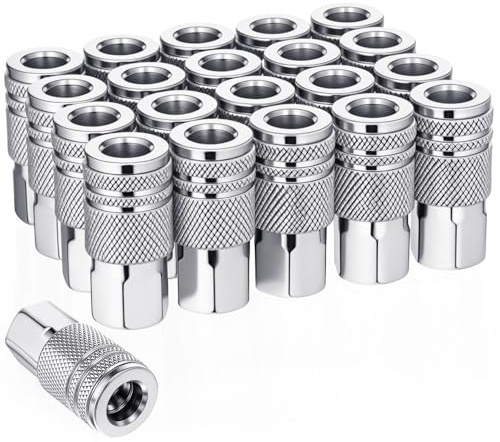 Otoolling 20 Pcs 3/8 High Flow Air Fittings 3/8 Inch Female Quick Connect Air Coupler Industrial M-type Coupler for Atmosphere Compressor Accessories Fittings Set